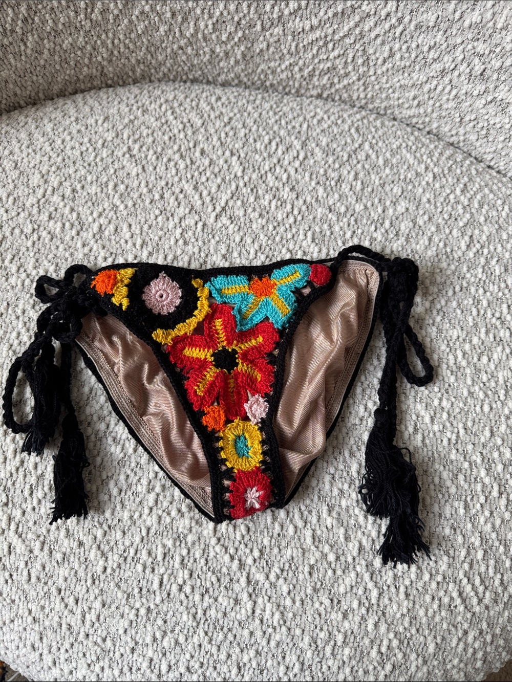 Anna Kosturova Crochet Bikini Set Floral Tie Side Boho Resort Swim Handmade - Picture 10 of 11